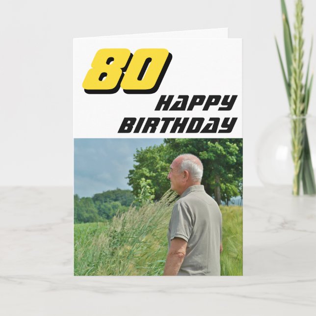 Carte Photo de Joyeux 80e Anniversaire Moderne (Devant)