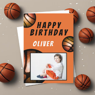 Carte Photo de Joyeux Anniversaire Basket-ball Métallisé