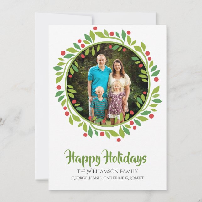 Carte photo de la couronne de Noël de Red Berry (Devant)