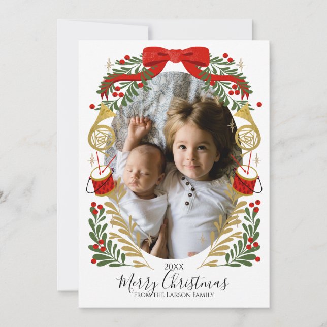 Carte photo de la couronne musicale de Noël (Devant)