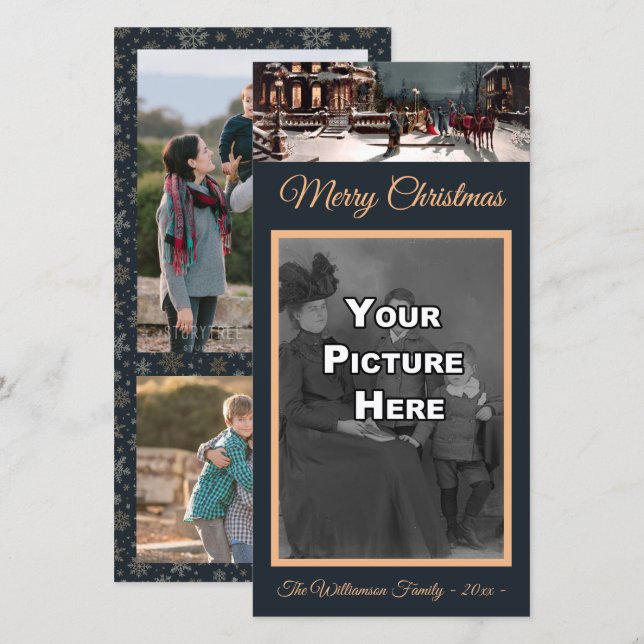 Carte photo de la fête de Noël victorienne (Devant / Derrière)