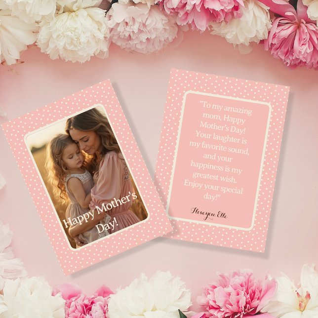 Carte photo de la Fête des Mères Rose Bleu (Delicate Blush Pink Mother’s Day Photo Card)