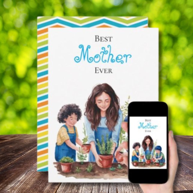 Carte Photo de la leçon d'aquarelle Mère & Fils (Créateur téléchargé)