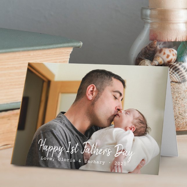 Carte Photo de la première Fête des pères (First Time Father's Day Photo Card)