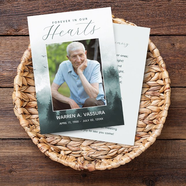 Carte photo de la prière commémorative de Forest N (Forest Nature Funeral Memorial Prayer Photo Card)