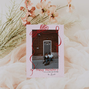 Carte photo de la Saint-Valentin à ruban rouge fan