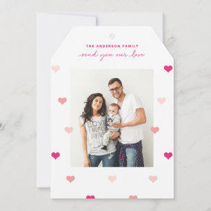 Carte photo de la Saint-Valentin aux cœurs dispers