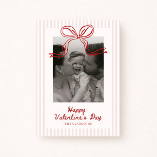 Carte photo de la Saint-Valentin avec nœud rouge r