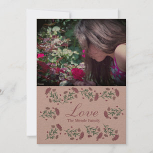 Carte photo de la Saint-Valentin cœur floral aquar