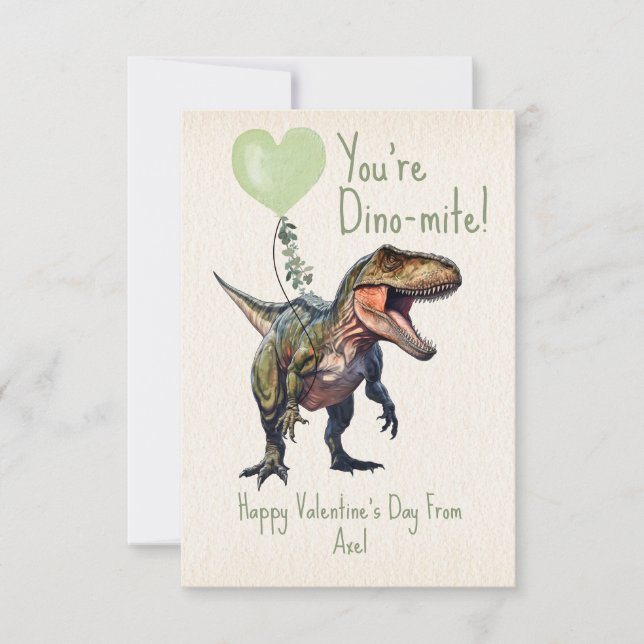 Carte Photo de la Saint-Valentin de la classe verte Dino (Devant)