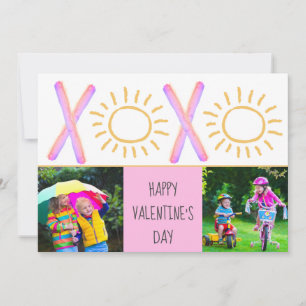 Carte photo de la Saint-Valentin rose XOXO mignonn