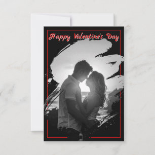 Carte photo de la Saint-Valentin rouge et noir gra