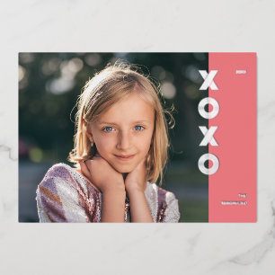 Carte photo de la Saint-Valentin XOXO en aluminium