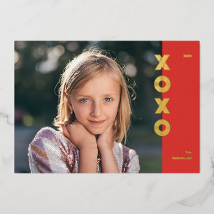 Carte photo de la Saint-Valentin XOXO en feuille m