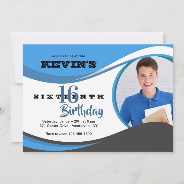 Carte photo de la vague bleue (Devant)