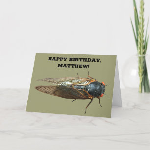 Carte Photo de l'Anniversaire Personnalisé de Cicada Bug