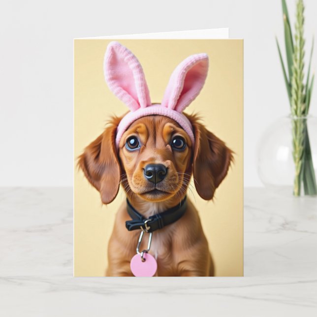 Carte photo de lapin aux oreilles de chiot mignon (Devant)