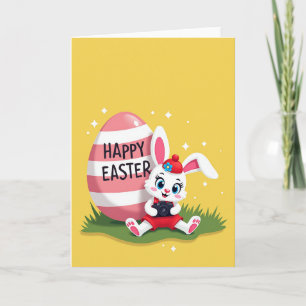 Carte photo de lapin joyeux printemps