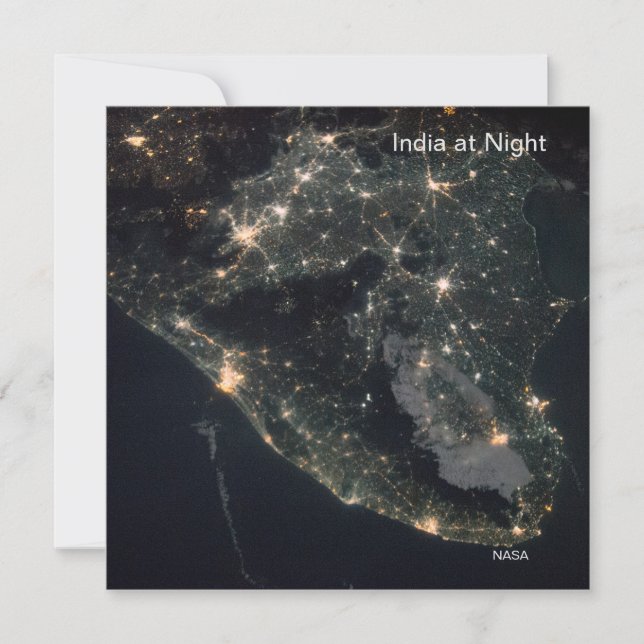 Carte Photo de l'ISS de la NASA Inde à la nuit (Devant)