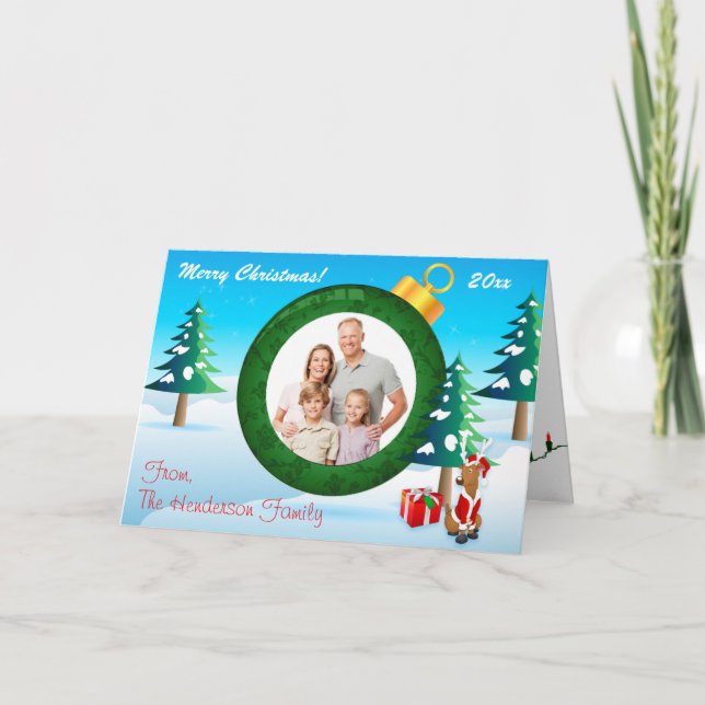 Carte photo de l'ornement de Noël personnalisé 4 (Devant)