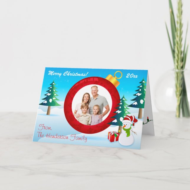 Carte photo de l'ornement de Noël personnalisé 5 (Devant)