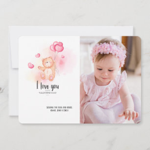 Carte photo de l'ours en peluche de Valentine