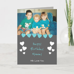 Carte Photo de maman gris et turquoise