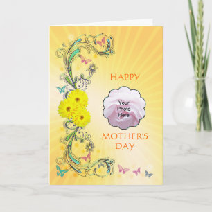 Carte photo de marguerites jaunes pour la fête des