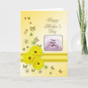 Carte photo de marguerites jaunes pour la fête des