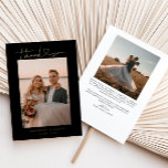 Carte photo de Mariage de coeur de script minimali<br><div class="desc">Carte de remerciements de mariage minimaliste et élégant avec écriture manuscrite avec coeur. Vous pouvez ajouter une photo à l'avant et à l'arrière avec votre message.</div>