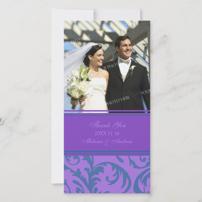 Carte photo de Mariage de Merci turquoise et viole (Devant)