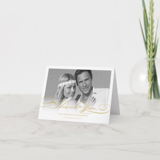 Carte photo de Mariage de script de Merci simple e (Devant)