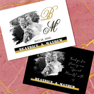 Carte photo de mariage élégant, Carte de remerciem