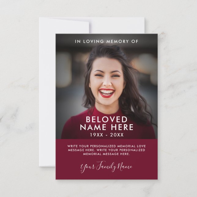 Carte photo de mémoire Merci funéraire Sympathy (Devant)