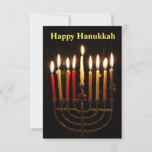 Carte photo de Menorah et bougies Hanoukka
