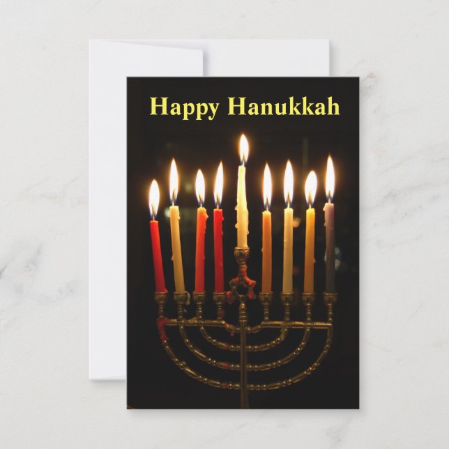 Carte photo de Menorah et bougies Hanoukka (Devant)