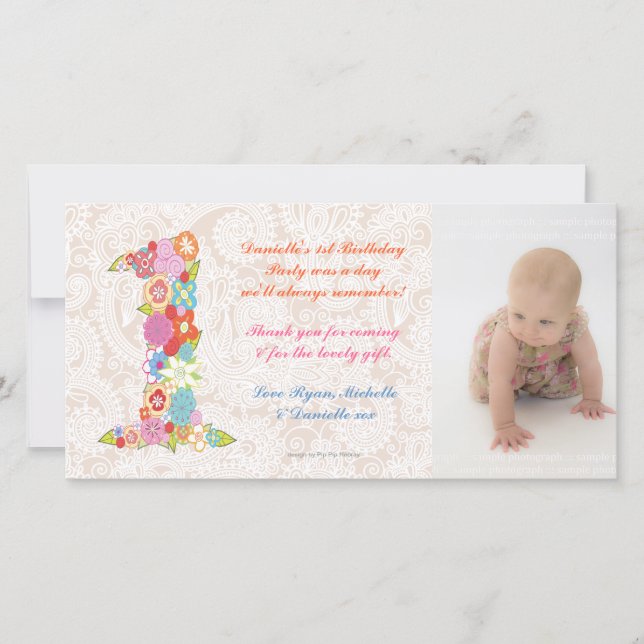 Carte photo de Merci d'anniversaire de bébé de (Devant)