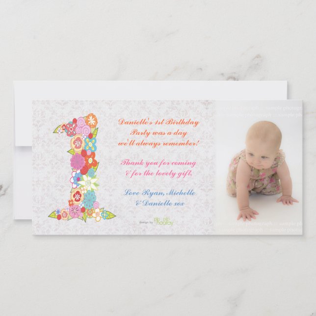 Carte photo de Merci d'anniversaire de bébé de (Devant)