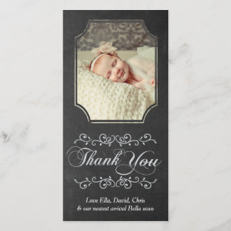 Carte photo de Merci de bébé de typographie de