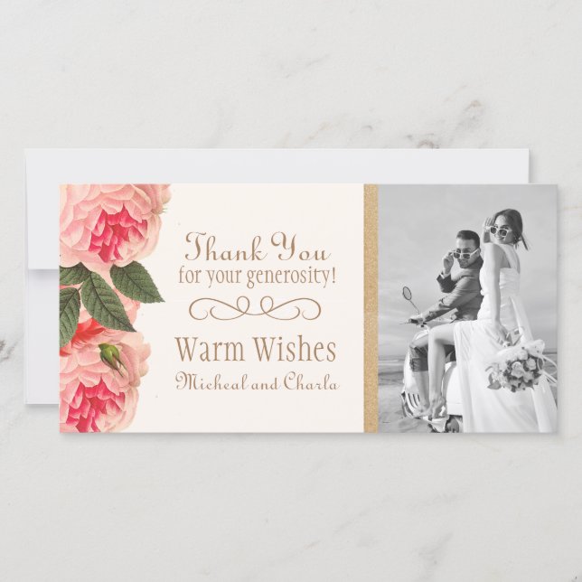 Carte photo de Merci de corail et de pivoines rose (Devant)