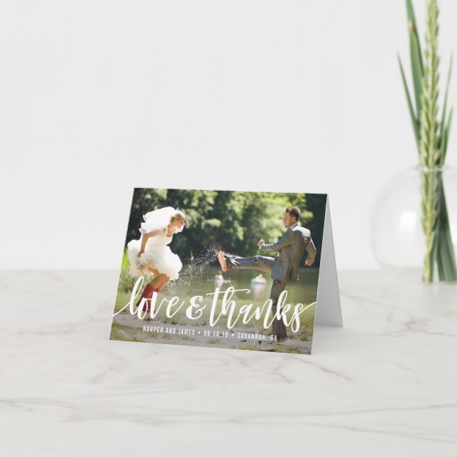 Carte photo de Merci de Mariage de script funky (Devant)