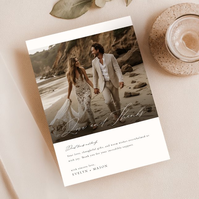 Carte photo de Merci de Mariage de script simple (Créateur téléchargé)