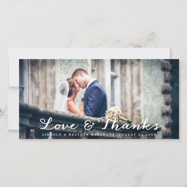 Carte photo de Merci de Mariage horizontal complet (Devant)