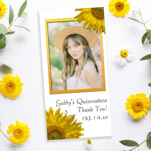 Carte photo de Merci de Quinceanera de tournesol j (Créateur téléchargé)