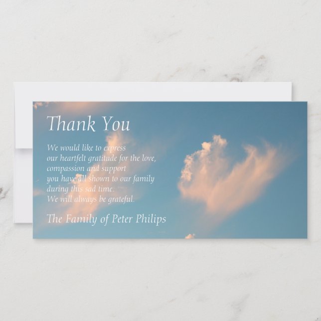 Carte photo de Merci de sympathie du nuage 2 de (Devant)