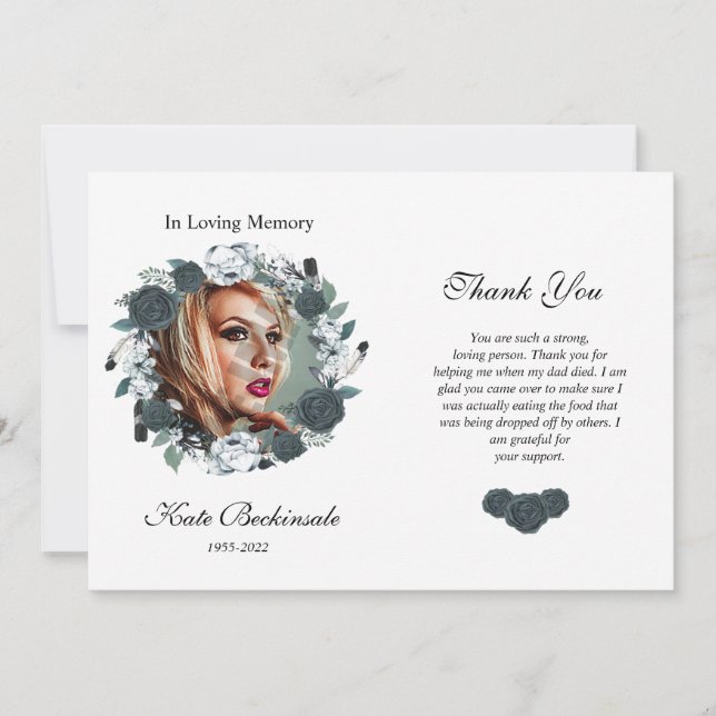 Carte photo de Merci funéraire floral (Devant)