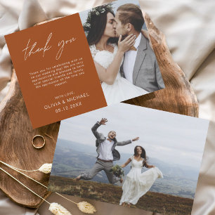 Carte photo de Merci Mariage orange brûlé