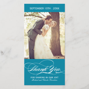 Carte photo de Merci Mariage turquoise (4x8)