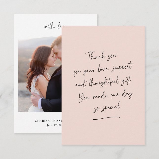 Carte photo de message de Merci de balayage de scr (Devant / Derrière)