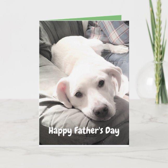 Carte Photo de mignon Chien Chien avec Papa Drôle (Devant)